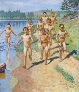 Будущие спортсмены, Художник Николай Петрович Богданов-Бельский Будущие спортсмены, Художник Николай Петрович Богданов-Бельский