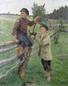 Деревенские мальчики, Художник Николай Петрович Богданов-Бельский Деревенские мальчики, Художник Николай Петрович Богданов-Бельский
