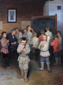 Устный счет. В народной школе С.А. Рачинского 1895, Художник Николай Петрович Богданов-Бельский Устный счет. В народной школе С.А. Рачинского 1895, Художник Николай Петрович Богданов-Бельский